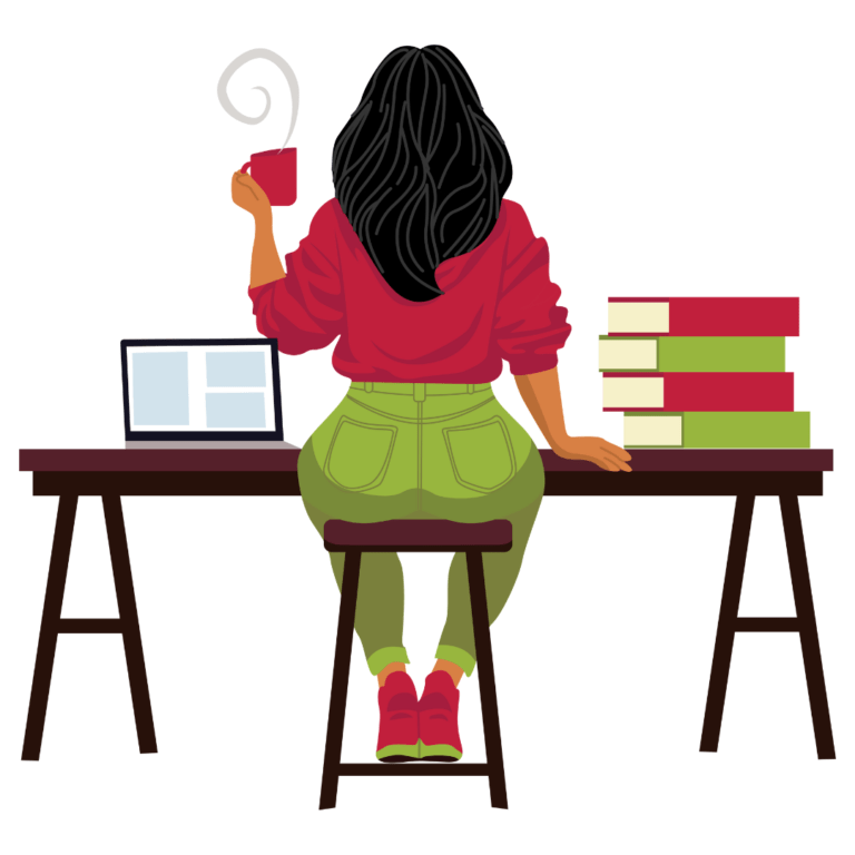 Woman Sat At A Desk Working
