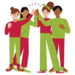 Group of employees high fiving