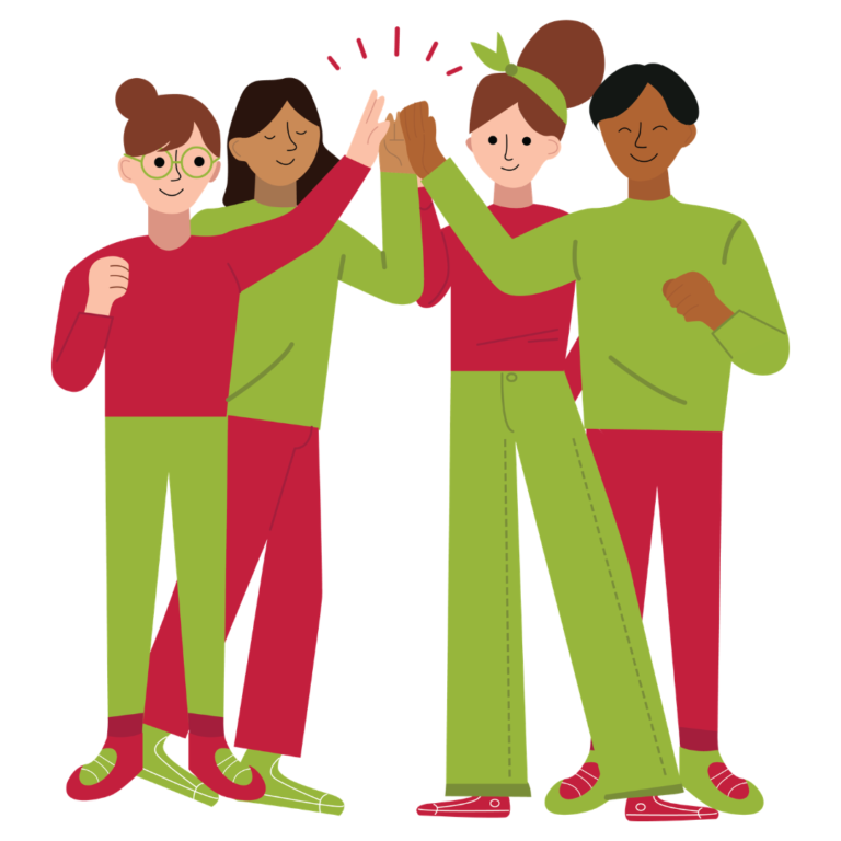 Group of employees high fiving